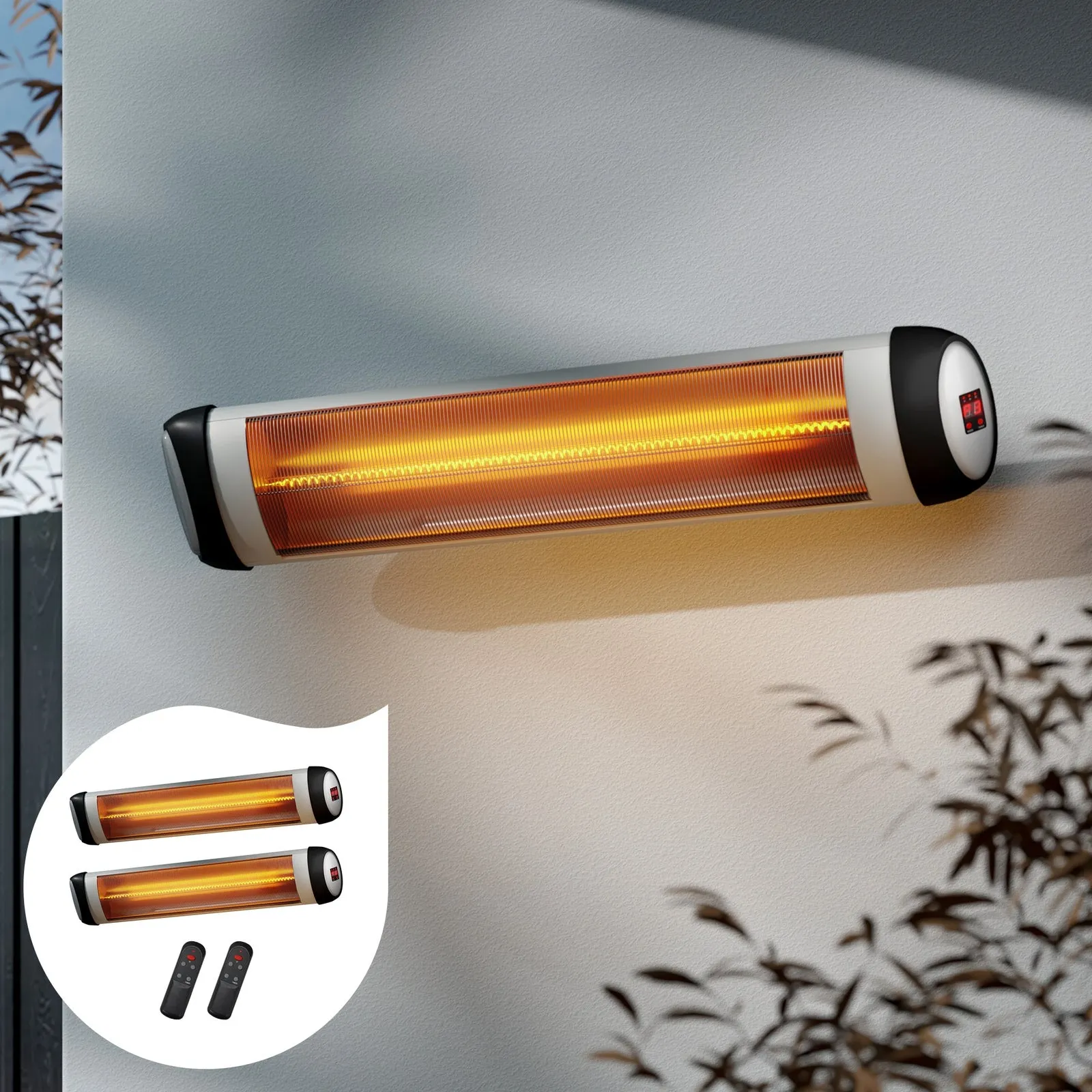 Vevare Electric Strip Infrared Heater Radiant 2x 3000W Patio Space Heater Remote