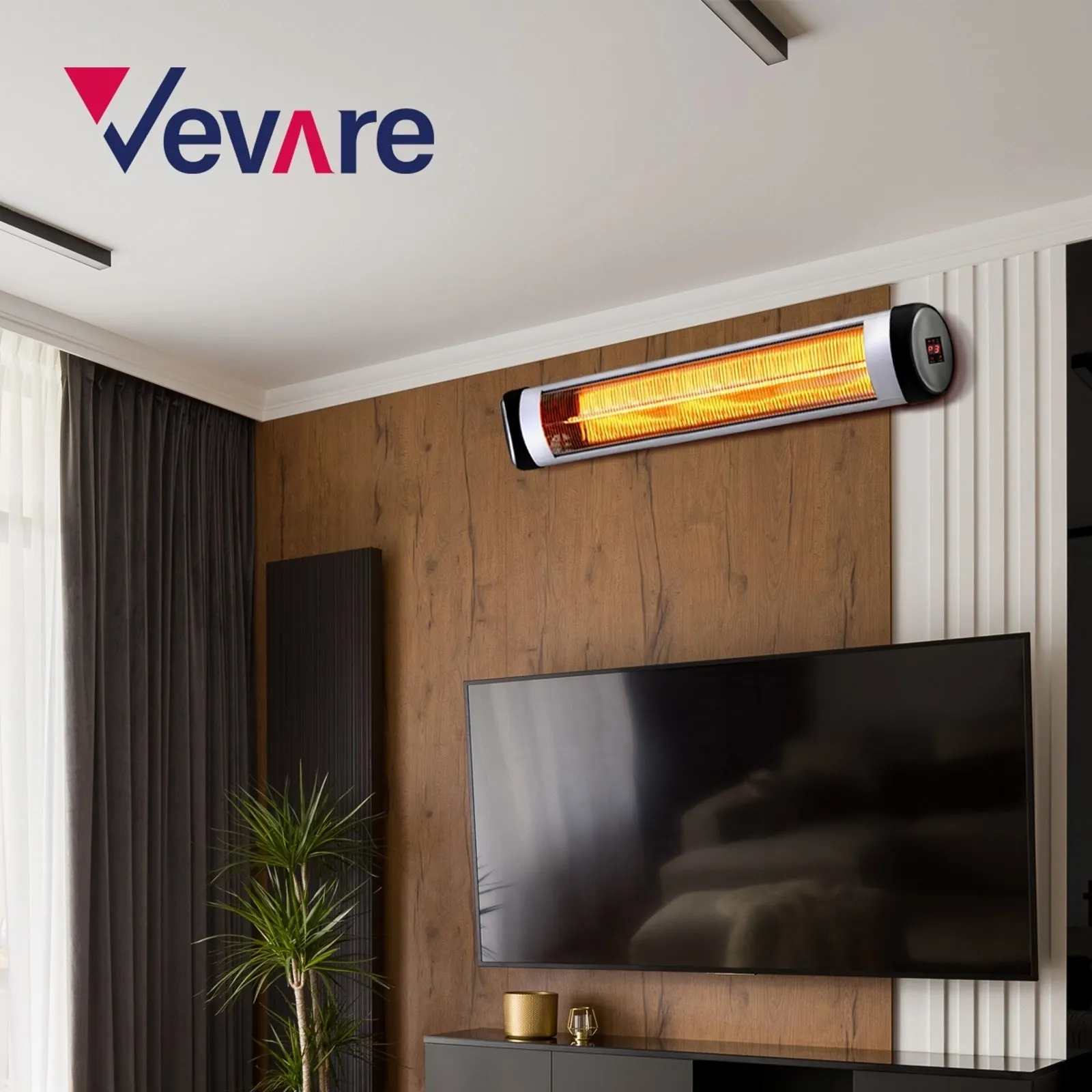 Vevare Electric Strip Infrared Heater Radiant 2x 3000W Patio Space Heater Remote