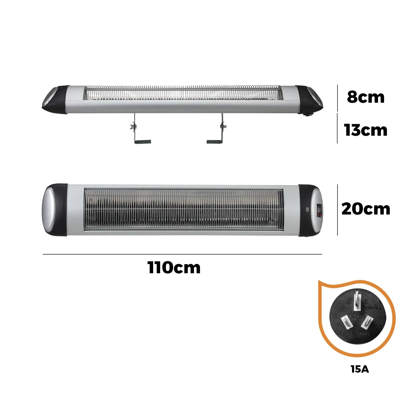 Vevare Electric Strip Infrared Heater Radiant 2x 3000W Patio Space Heater Remote