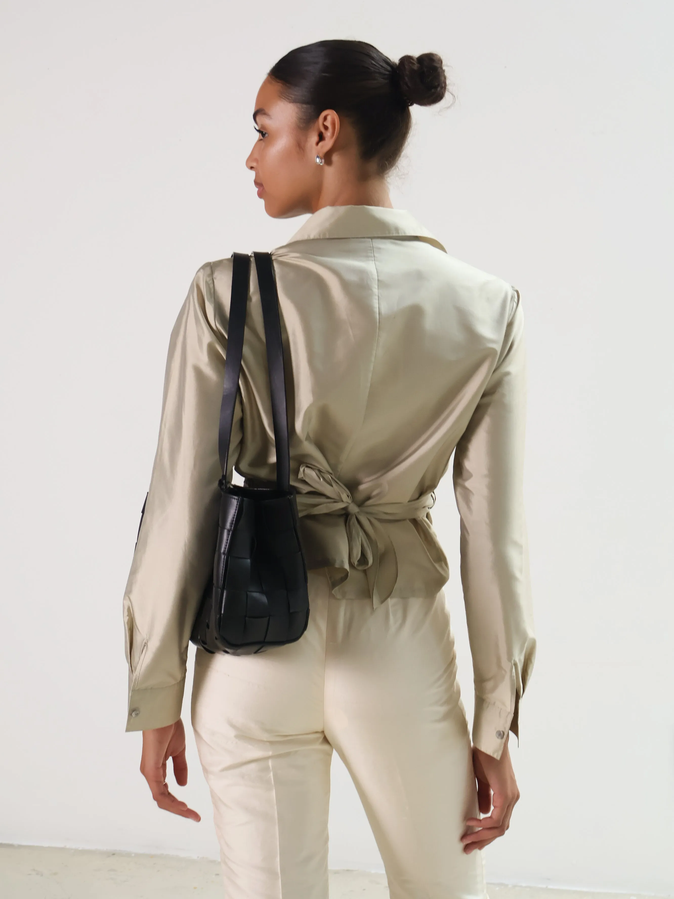 Vintage Ivory Silk High Waist Pants