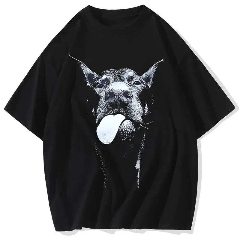 Vintage washed Doberman oversized t-shirt oversized tees