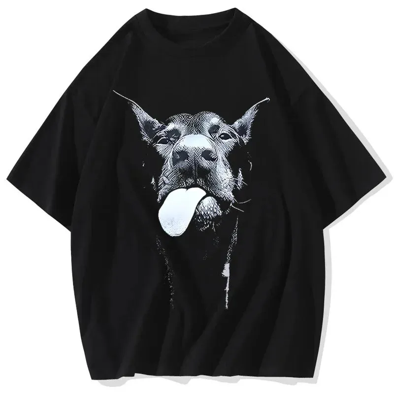 Vintage washed Doberman oversized t-shirt oversized tees