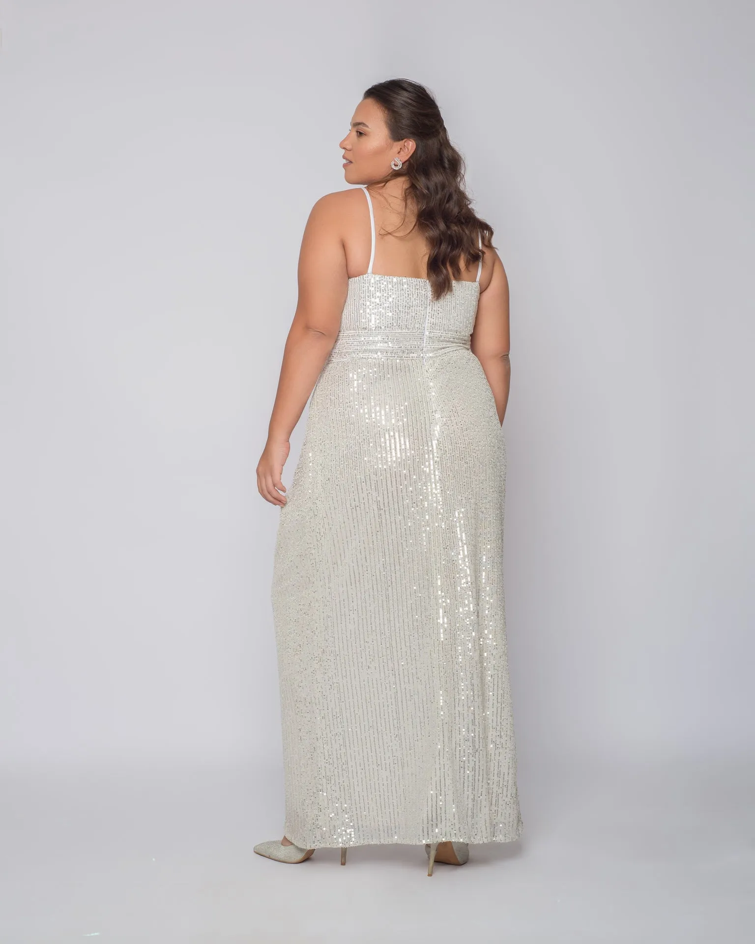 Wrap sequin dress - white