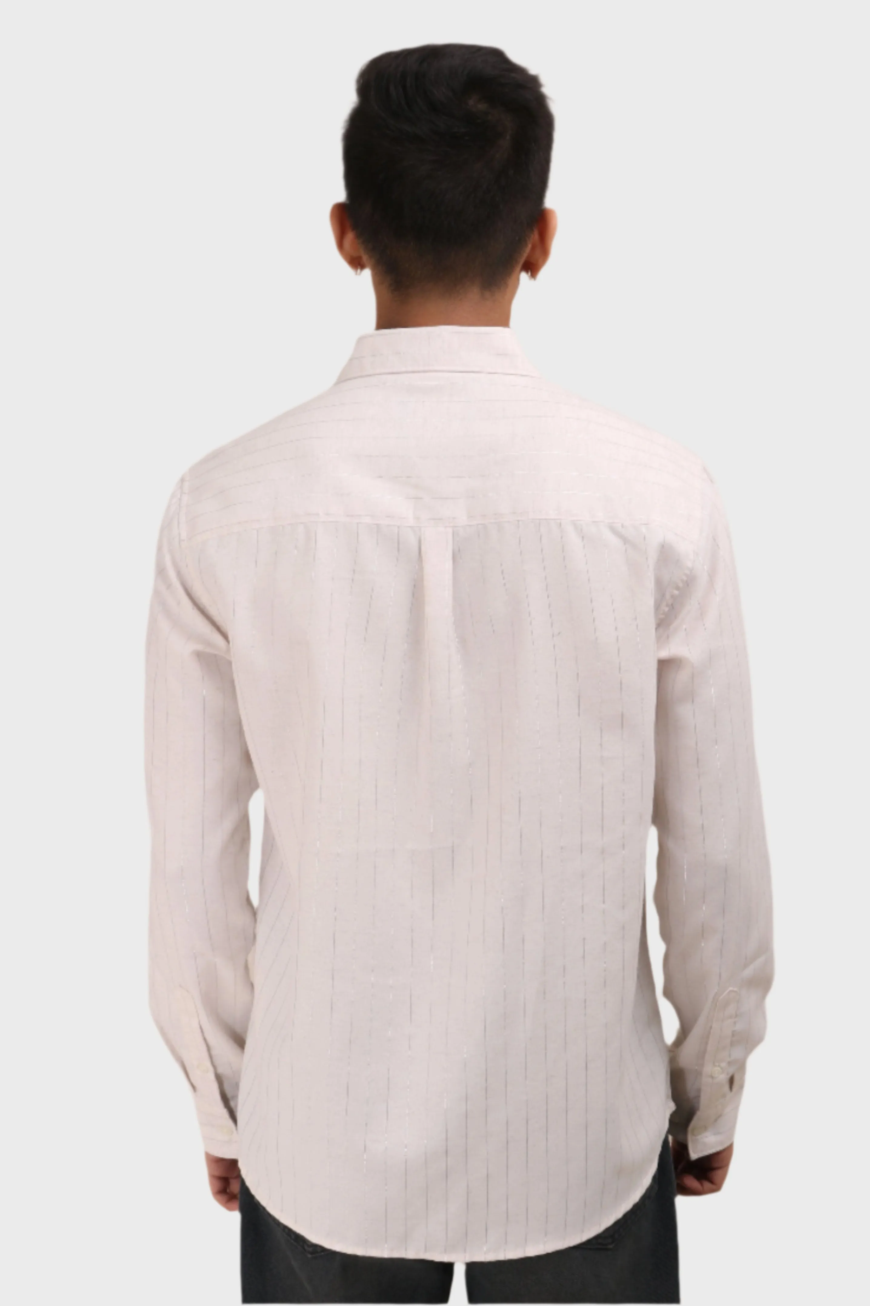XKIND OFF WHITE SILVER STRIPES REGULAR FIT SHIRT